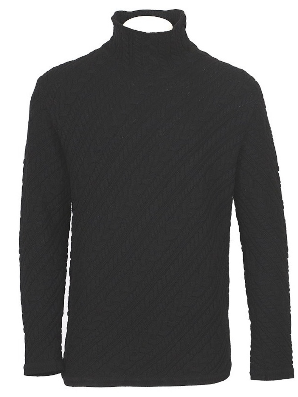 Jil Sander Black Cable-Tuck Turtleneck Sweater men’s 56/2XL
